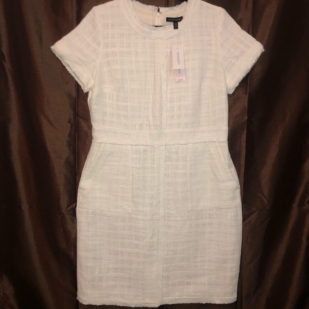 Banana Republic Coated Tweed Sheath Dress Size 14P